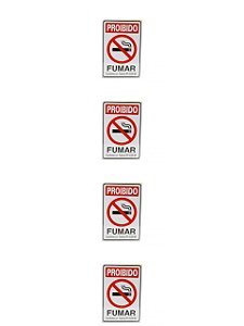 KIT 4 PlacaS DE Sinalizacão 20x15 Proibido Fumar C/ NFE