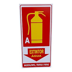 Placa de Sinalização extintor agua A 15x30 madeira papel
