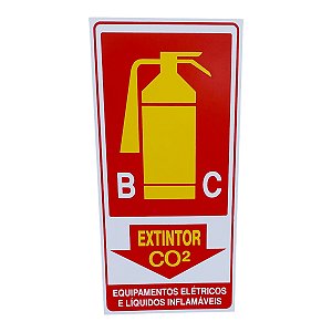 Placa de Sinalização extintor CO2 BC 15x30 inflamaveis