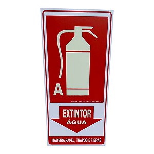 Placa de Sinalização fotoluminescente extintor agua 15x30