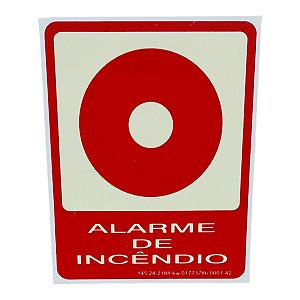 Placa de Sinalização fotoluminescente ALARME INCENDIO 15X15