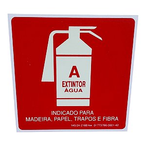 Placa de Sinalização fotoluminescente EXTINTOR AGUA 15X15 A