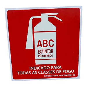Placa de Sinalização fotoluminescente EXTINTOR ABC PÓ 15X15