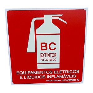 Placa de Sinalização fotoluminescente EXTINTOR BC PÓ 15X15