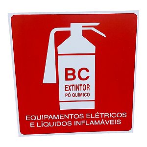 Placa de Sinalização EXTINTOR PO QUIMICO BC 20X20