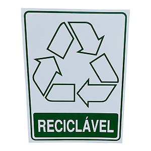 Placa adesiva Sinalização lixo reciclavel 15x20 cm adesivo