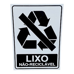 Placa adesiva Sinalização lixo não reciclavel 15x20 adesivo