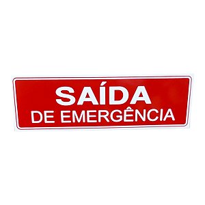 Placa de Sinalização saida de emergencia 10x30 cm vermelha