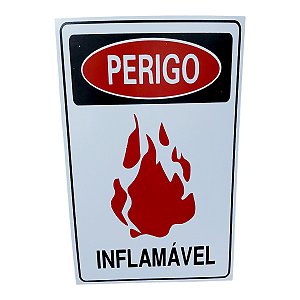 Placa DE Sinalização PERIGO INFLAMAVEL 20 X 30 CM