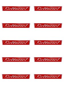 KIT COMBO 10 Placa de Sinalização silencio 10x30 cm vermelha