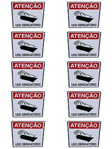 KIT COMBO 10 Placa DE Sinalização OBRIGATORIO USO DE LUVAS