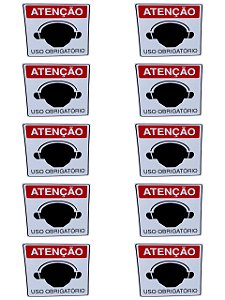 KIT COMBO 10 Placa Sinalização OBRIGATORIO ABAFADOR OUVIDO