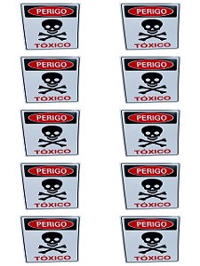 KIT COMBO 10 Placa DE Sinalização PERIGO TOXICO 20 X 30 CM