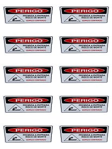 KIT 10 Placa Sinalização PROIBIDO A ENTRADA RISCO DE MORTE