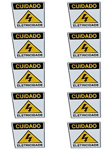 KIT COMBO 10 Placa DE Sinalização CUIDADO ELETRICIDADE 20X30