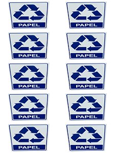 KIT 10 Placa adesiva Sinalização lixo papel 15x20 cm adesivo