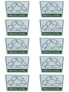 KIT 10 Placa adesiva Sinalização lixo reciclavel adesivo