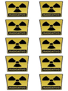 kit 10 Placa adesiva Sinalização lixo radioativo adesivo