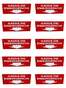 KIT COMBO 10 Placa Sinalização SAIDA DE EMERGENCIA 20X30 CM