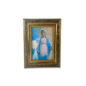QUADRO COM MOLDURA RESINADO RAINHA DA PAZ 20,5X15,5 santa