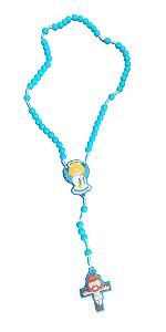 TERÇO INFANTIL azul anjo da guarda E Jesus CAIXINHA