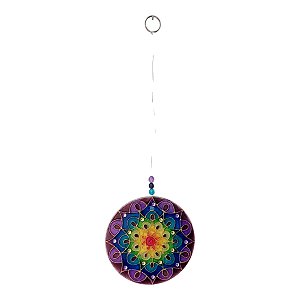 Quadro Mandala Pintada À Mão SOL 14 Cm Decoração DE VIDRO