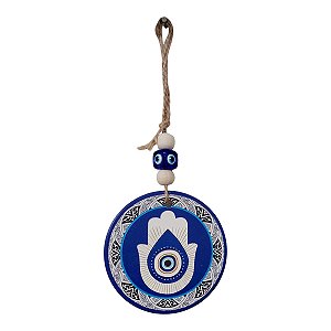Mandala Porcelana Olho Grego Mão Hamsá proteção amuleto 20CM