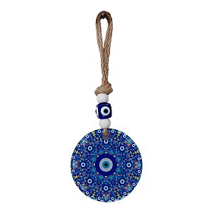 Mandala vidro Olho Grego proteção talisma amuleto 20x8 cm