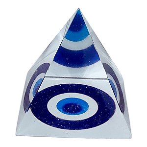 Pirâmide cristal Olho Grego turco 7cm amuleto proteção energ