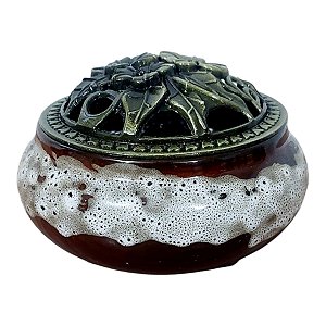 INCENSARIO TURÍBULO METAL Porcelana 7 CM DEFUMADOR MESCLADO