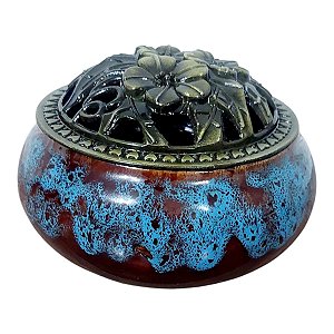 INCENSARIO TURÍBULO METAL Porcelana 7 CM DEFUMADOR COLORIDO