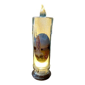 VELA ELETRÔNICA TRANSPARENTE NOSSA SENHORA DE FATIMA 15CM