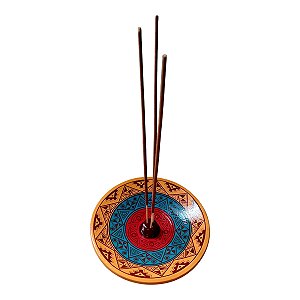 Incensário de cerâmica Peruano AZUL 14 cm para 3 incenso