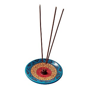 Incensário de cerâmica Peruano 2 CORES 14 cm para 3 incenso