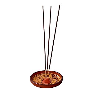 Incensário de cerâmica Peruano LARANJA 11 cm para 3 incenso