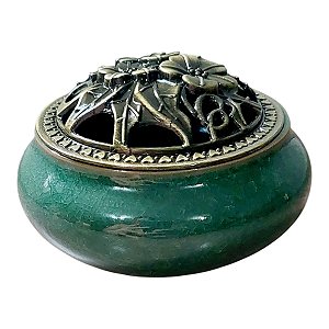 TURÍBULO INCENSARIO METAL E Porcelana 10 CM DEFUMADOR
