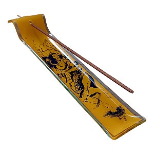 INCENSÁRIO DE VIDRO CANALETA DEUS Shiva hindu 23 CM amarelo