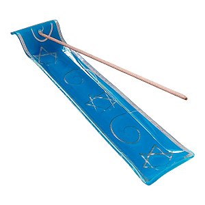 INCENSÁRIO VIDRO CANALETA ESTRELA DAVI 23 x 5 CM AZUL COSMO