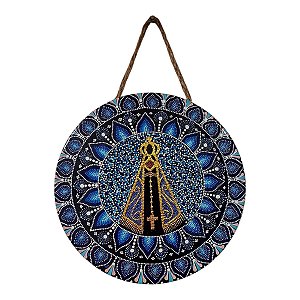 Quadro Mandala Enfeite Parede Nossa Senhora Aparecida AZUL