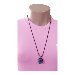 Colar cordão Pedra Bruta Apatita Azul clareza mental intuiçã