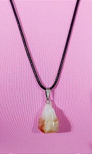 Colar Pedra Bruta Citrino Queimado abundância prosperidade