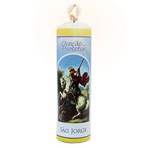 Vela Oração Protetor são jorge guerreiro 14,5 x 4 cm branca
