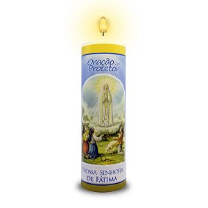 Vela Oração Protetor nossa senhora de fatima 14,5 x 4 branca