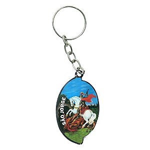 Chaveiro Chapa Oval Aba São Jorge guerreiro SANTO PRESENTE
