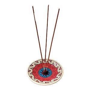 Incensário de cerâmica Peruano BEGE 14 cm para 3 incenso