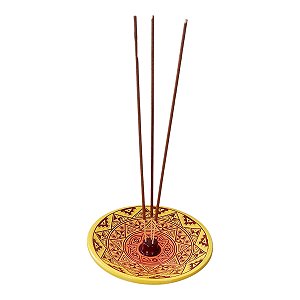 Incensário de cerâmica Peruano AMARELO 14 cm para 3 incenso