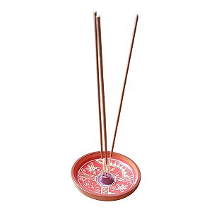 Incensário de cerâmica Peruano VERMELHO 11 cm para 3 incenso