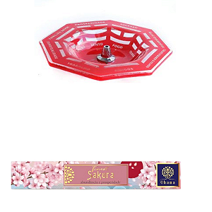Incensário vidro Oitavado Ba-Gua com INCENSO OHANA SAKURA