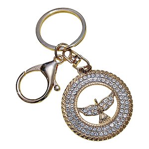 Chaveiro Dourado divino Espírito Santo Strass religioso