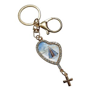 Chaveiro terço NOSSA senhora aparecida dourado RESINADO